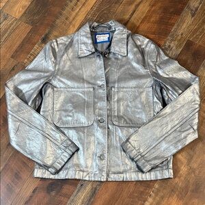 ✨ Acne Studios Think Silver Coated Jacket Size 38 Metallic Denim Made in Italy